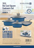 Royalford Nonstick Cookware Sets RF12487 Pots and Pans Set, Cooking Sets, Suitable for all stoves, Aluminum Die Cast Body with 3 Layer Granite Coating Tempered Glass Lid Dishwasher Safe 7PCS