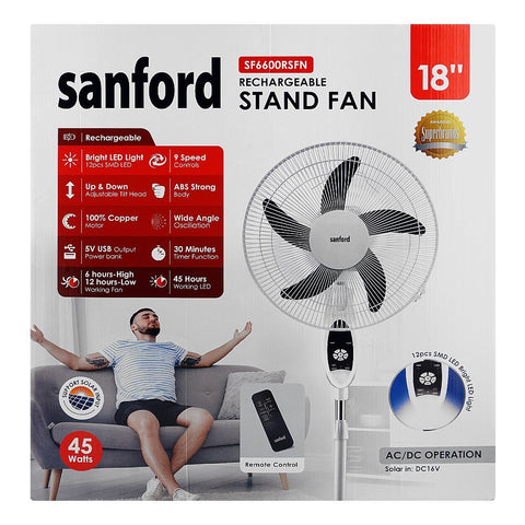 Samford Model Sanford Rechargeable Stand Fan Model no: SF6600RSFN – Intra/Apex Trades