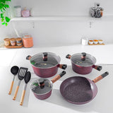 Royalford Chef Choice Granite Coated Cookware Set, RF12491, 10-Pack
